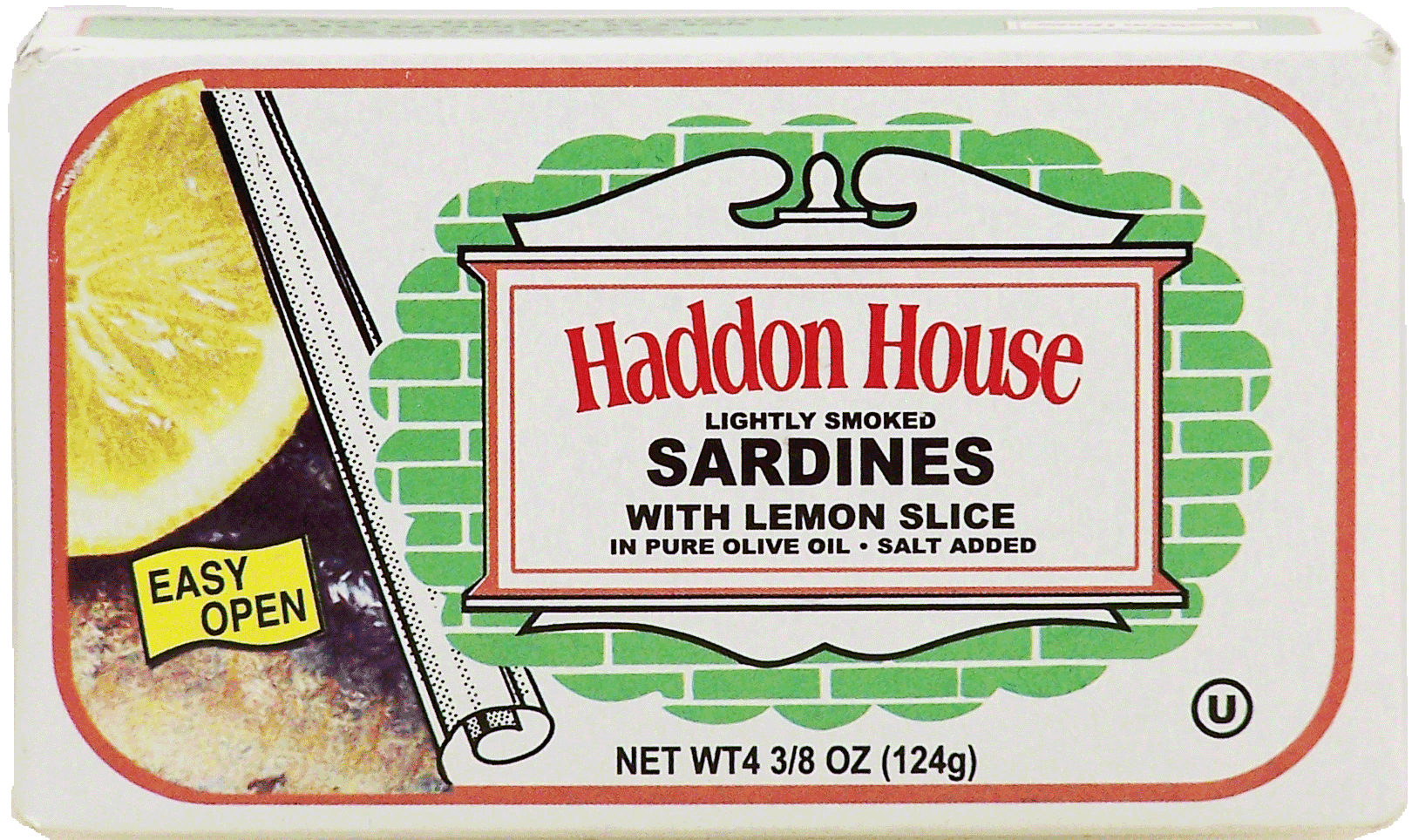 Haddon House  lightly smoked sardines with lemon slice in pure olive oil, salt added Full-Size Picture